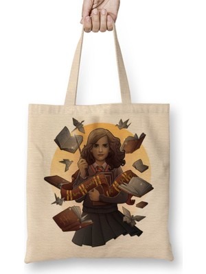 Baskı Dükkanı Harry Potter The Magic Of The Books Bez Çanta Uzun Saplı
