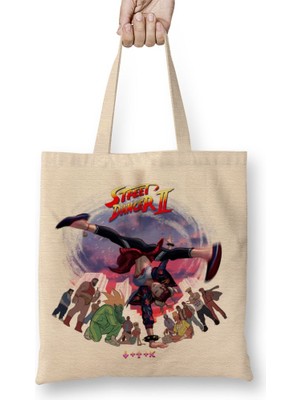 Baskı Dükkanı Street Fighter Street Dancer Bez Çanta Uzun Saplı