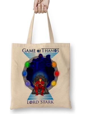 Baskı Dükkanı Game Of Thanos Bez Çanta Uzun Saplı