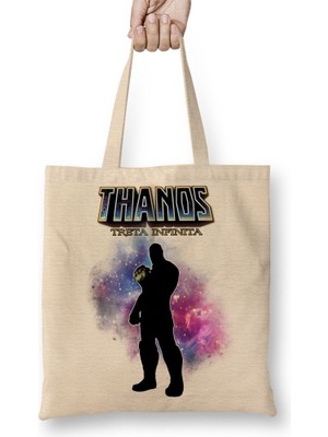 Baskı Dükkanı Treta Infinita Thanos Bez Çanta Uzun Saplı