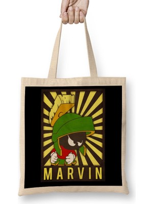 Baskı Dükkanı Martian Marvin Bez Çanta Uzun Saplı