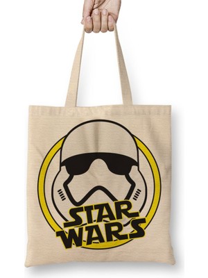 Baskı Dükkanı Star Wars Stormtrooper Bez Çanta Uzun Saplı