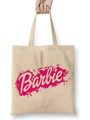 Baskı Dükkanı Barbie Logo 01 Bez Çanta Uzun Saplı