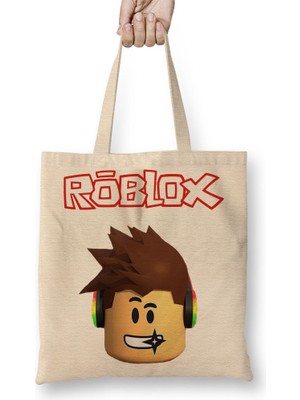 Baskı Dükkanı Roblox 001 Bez Çanta Uzun Saplı