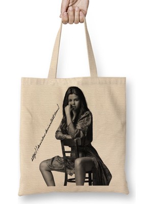 Baskı Dükkanı Selena Gomez 03 Bez Çanta Uzun Saplı
