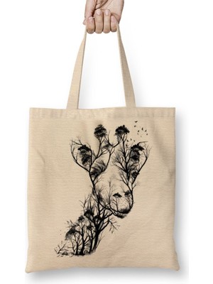 Baskı Dükkanı Wild Animals Wildlife Bez Çanta Uzun Saplı