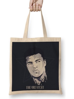 Baskı Dükkanı Muhammed Ali Boks The Greatest Bez Çanta Uzun Saplı