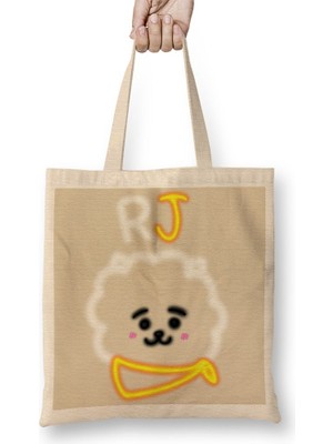 Baskı Dükkanı BT21 Glowing Rj Bts Bez Çanta Uzun Saplı