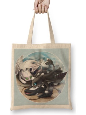 Baskı Dükkanı How To Train Your Dragon Bez Çanta Uzun Saplı