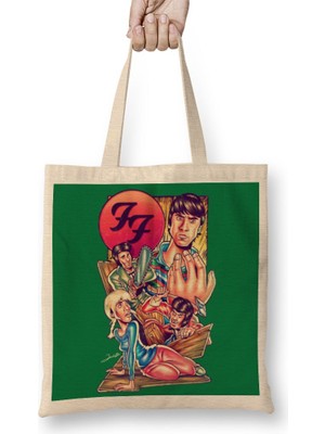 Baskı Dükkanı Music Rock Waiting For Bez Çanta Uzun Saplı