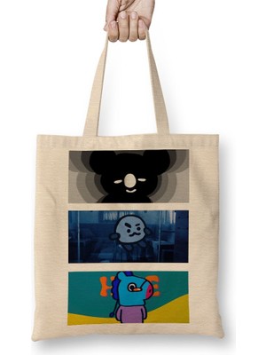 Baskı Dükkanı BT21 Mang Koya Shooky Hope Bts Bez Çanta Uzun Saplı