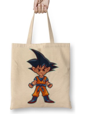 Baskı Dükkanı Dragonball Goku Bez Çanta Uzun Saplı