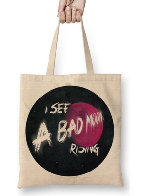 Baskı Dükkanı Creedence Clearwater Bad Moon Rising Bez Çanta Uzun Saplı