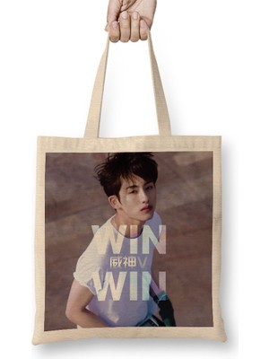 Baskı Dükkanı Winwin Wayv - Take Off Bez Çanta Uzun Saplı