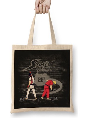 Baskı Dükkanı Street Fighter 2 Bez Çanta Uzun Saplı