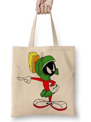 Baskı Dükkanı Looney Tunes Marvin The Martian Bez Çanta Uzun Saplı