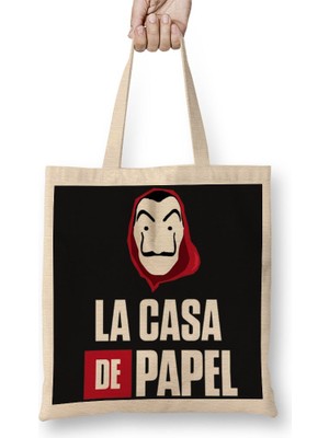 Baskı Dükkanı La Casa De Papel 06 Bez Çanta Uzun Saplı