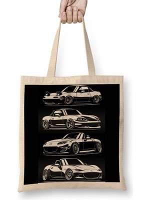 Baskı Dükkanı Generations. Mx5 Miata Bez Çanta Uzun Saplı