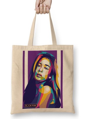 Baskı Dükkanı Jannie Blackpink Bez Çanta Uzun Saplı