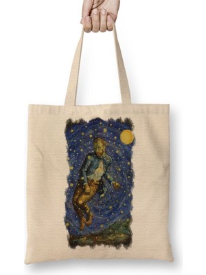Baskı Dükkanı Van Gogh Never Saw Bez Çanta Uzun Saplı