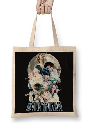 Baskı Dükkanı Bts Moon Bangtan 01 Bez Çanta Uzun Saplı