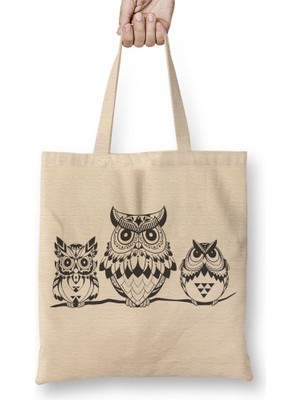 Baskı Dükkanı Baykuş Tasarım Bez Çanta Uzun Saplı