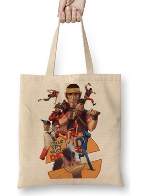 Baskı Dükkanı Team Fortress 2 Blue Spay And Re Bez Çanta Uzun Saplı