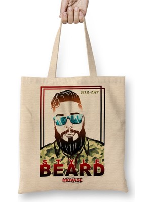 Baskı Dükkanı M1 Style Beard Bez Çanta Uzun Saplı