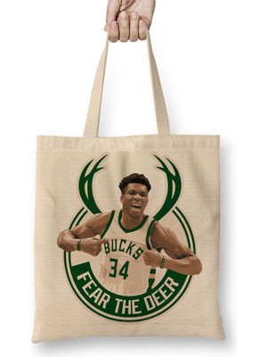 Baskı Dükkanı Fear The Deer Bucks Bez Çanta Uzun Saplı