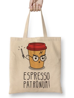 Baskı Dükkanı Ekspresso Patronum Bez Çanta Uzun Saplı
