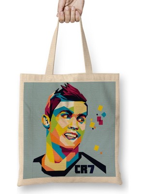 Baskı Dükkanı Cristiano Ronaldo 01 Bez Çanta Uzun Saplı