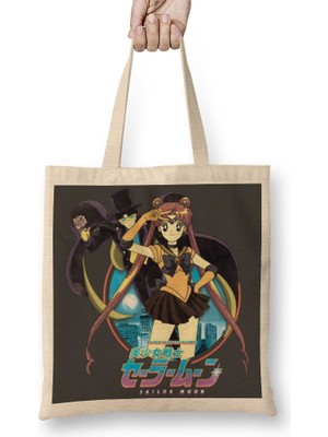 Baskı Dükkanı Sailor Moon Bez Çanta Uzun Saplı