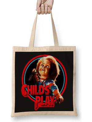 Baskı Dükkanı Childs Play Chucky Bez Çanta Uzun Saplı