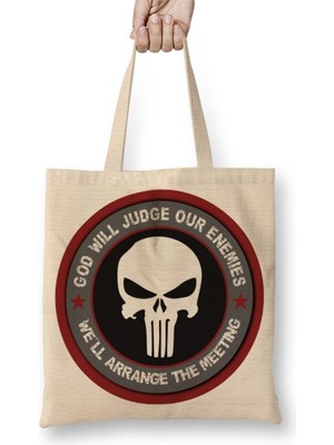 Baskı Dükkanı Justiceiro Bez Çanta Uzun Saplı