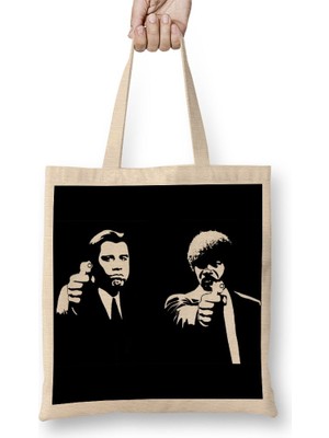 Baskı Dükkanı Pulp Fiction Vincent & Jules Bez Çanta Uzun Saplı