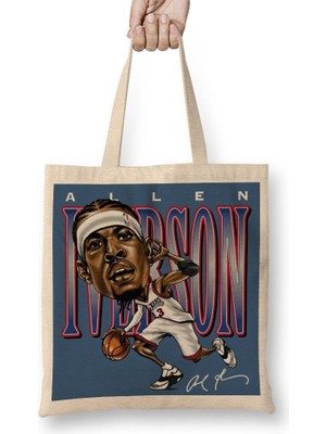 Baskı Dükkanı Allen Iverson Bez Çanta Uzun Saplı