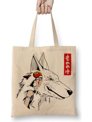 Baskı Dükkanı Princess Mononoke Bez Çanta Uzun Saplı