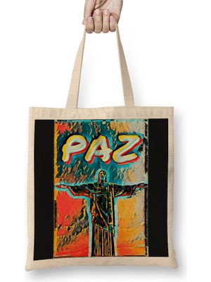 Baskı Dükkanı Redentor Da Paz 01 Bez Çanta Uzun Saplı