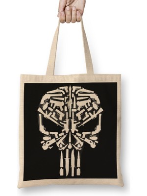 Baskı Dükkanı The Punisher Punishment Bez Çanta Uzun Saplı