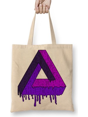 Baskı Dükkanı Triangle Psychedelic Bez Çanta Uzun Saplı