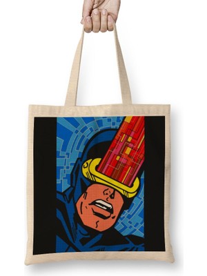 Baskı Dükkanı x Men Vintage Cyclops Bez Çanta Uzun Saplı