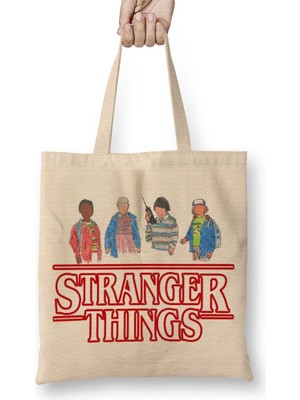 Baskı Dükkanı Stranger Moon Bez Çanta Uzun Saplı