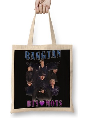 Baskı Dükkanı Bts Mots Bangtan Bez Çanta Uzun Saplı