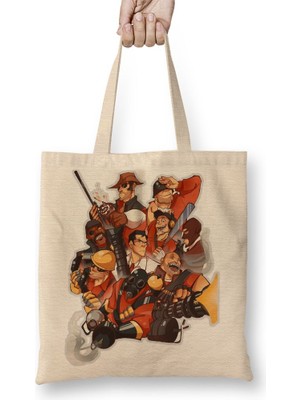 Baskı Dükkanı Team Fortress 2 Red Team Bez Çanta Uzun Saplı