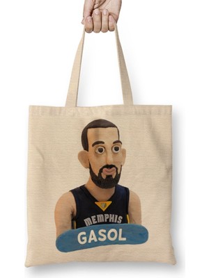 Baskı Dükkanı Basketbol Marc Gasol Bez Çanta Uzun Saplı