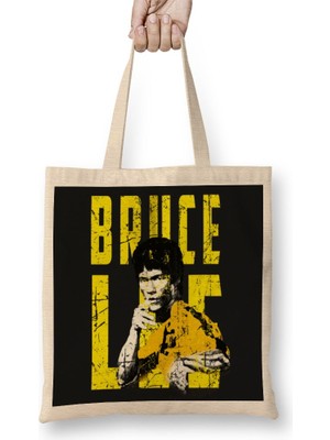 Baskı Dükkanı Bruce Lee Bez Çanta Uzun Saplı
