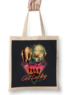 Baskı Dükkanı Movie Daft Punk Get Lucky Bez Çanta Uzun Saplı