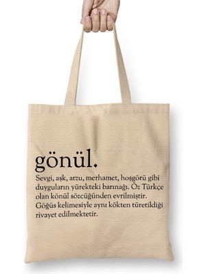 Baskı Dükkanı Gönül Kelime Bez Çanta Uzun Saplı