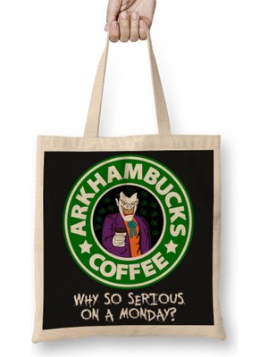 Baskı Dükkanı Joker Arkhambucks Bez Çanta Uzun Saplı
