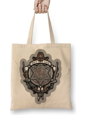 Baskı Dükkanı The Walking Dead Crest Bez Çanta Uzun Saplı